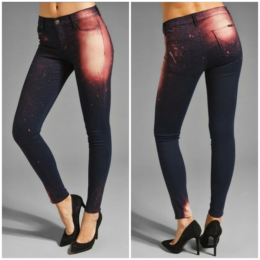 Hudson Black & Pink Space Galaxy Paint Splotch Nico Super Skinny Jeans